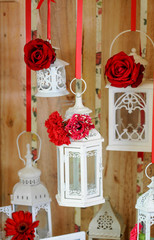 lantern and beautiful  roses flowers