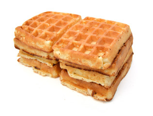 Waffle on white background