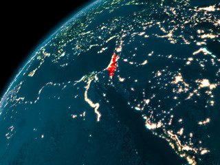 Israel at night on Earth