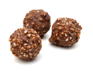 Chocolate candy on white background