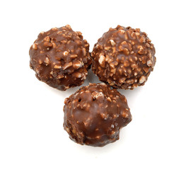 Chocolate candy on white background