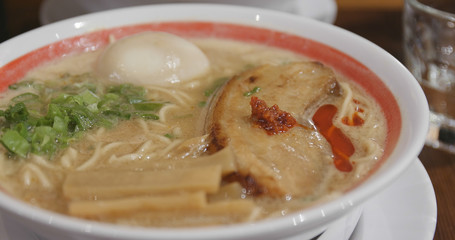 Japanese ramen in restaurant