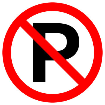 NO PARKING sign in crossed out red circle. Vector.