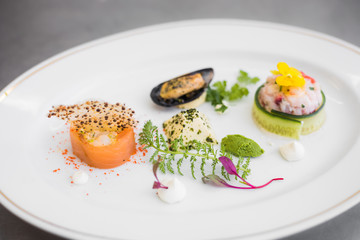 Appetizing seafood on plate
