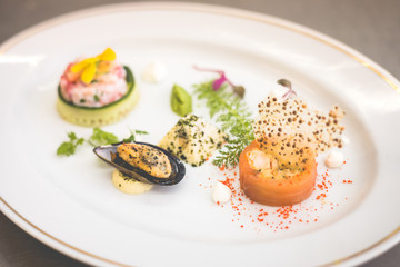 Delicacy seafood on place
