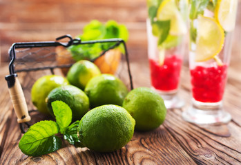 fresh drink and limes