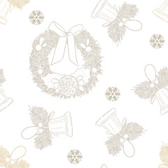 Merry Cristmast seamless pattern , hand draw sketch vector.