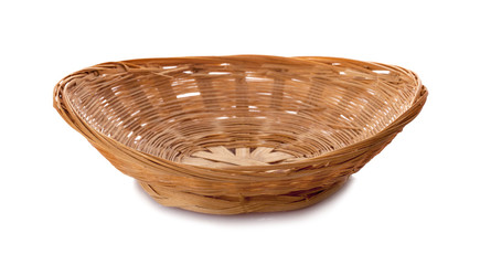 Basket wicker on isolated white background.