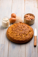 tuna cake with eggs and yogurt