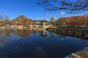 the lake, korean royal palace, Gyeongbokgung, landscape