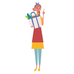 買い物をする　主婦　イラスト　