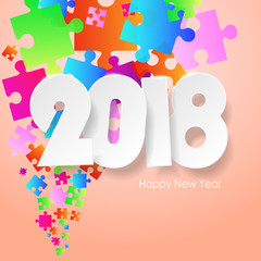 Happy new year 2018  greeting card. Vector illustration eps10