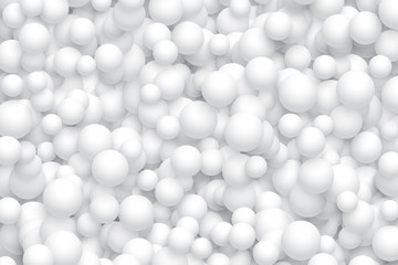 White balls background. Vector different sizes white balls texture.