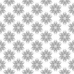 Gray floral ornamental design on white. Seamless backround