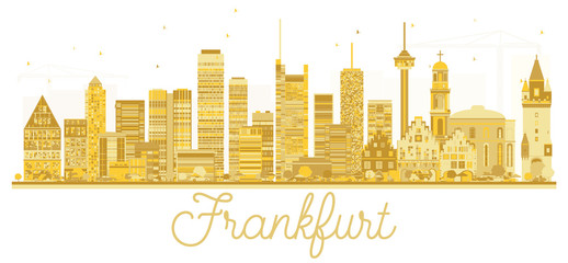Naklejka premium Frankfurt Germany City skyline golden silhouette.