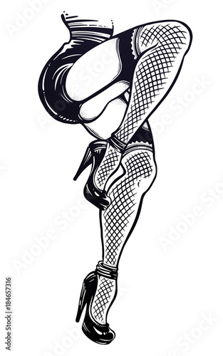 Download "Dancing female legs in beautiful fishnet stockings ...