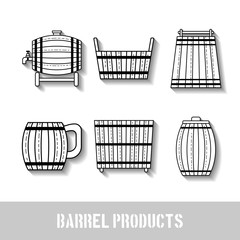Barrel products. Vector illustration. Flat objects isolated