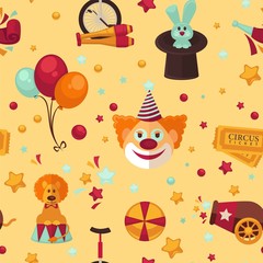 Circus themed bright seamless pattern.