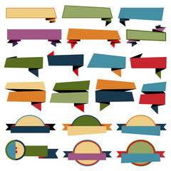 Retro Ribbons Banners collection on white background