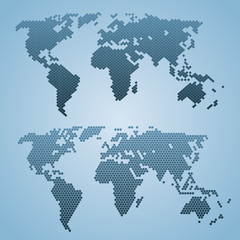 Two stylized World map isolated. World map globe template for web, design, cover, annual reports, infographics. Flat earth graph world map.