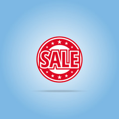 Sale label. Red color, isolated on white.