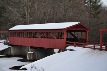Covered Bridge after a Snowstorm in Pennsylvania