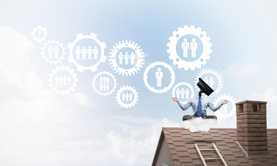 Concept of security and privacy protection with camera headed ma