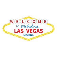 Welcome to Las Vegas sign icon. Classic retro symbol. Nevada sight showplace. Flat design. White background. Isolated. © worldofvector