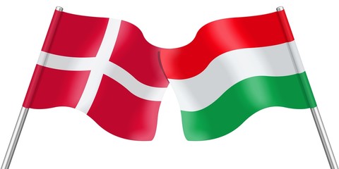 Flags. Denmark and Hungary