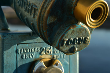 vintage coin operated telescope river view