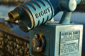 vintage coin operated telescope river view