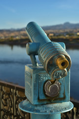 vintage coin operated telescope river view
