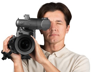 Closeup of a Cameraman Filming