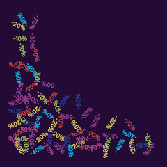 Sale Banner Confetti. Vector Falling Down -10, -20, -30, -40, -50, -70, 90 Banner or Sticker. Holidays Shopping Promotion Ads. Rebate Badge, Price Discount Hipster Sale Banner, Frame or Border