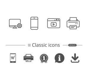 Smartphone, Printer and Browser window icons.
