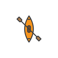 Rowing boat filled outline icon, line vector sign, linear colorful pictogram isolated on white. Canoe symbol, logo illustration. Pixel perfect vector graphics
