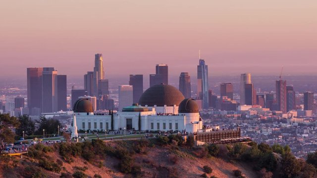 Los Angeles and Griffith Observatory at Golden Hour Hyperlapse