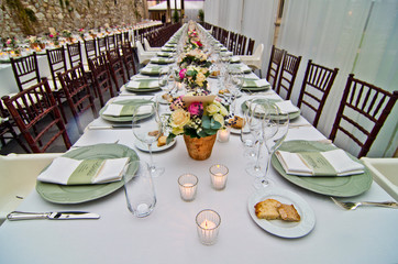 table set for wedding