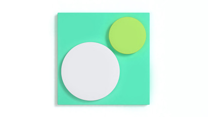square circle white green minimal abstract background 3d rendering