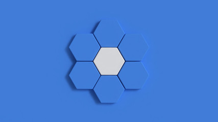 blue background minimal hexagon 3d rendering