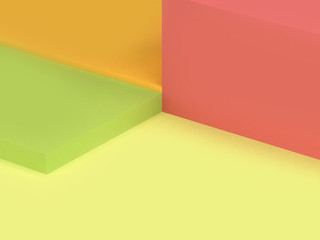 green yellow red-pink corner wall abstract 3d rendering