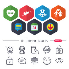 Valentine day icons. I love you ring sign.