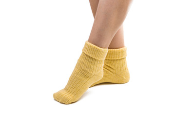 warm socks on legs isolated