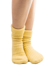 warm socks on legs isolated