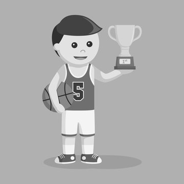 Basket ball player got trophy black and white style