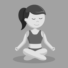 Yoga woman cross sitting black and white style