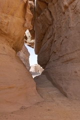 Madain Saleh through a gap in the rock