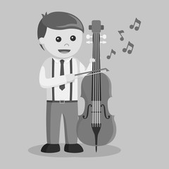 Musician with counter bass black and white style