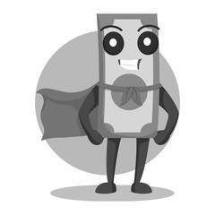 Money character with cape black and white style