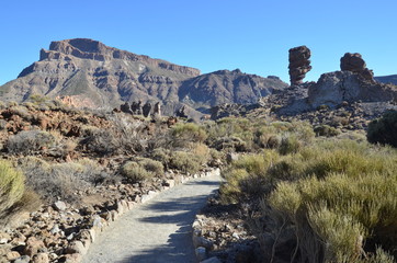 chemin de randonnée dans la caldeira du volcan Teide